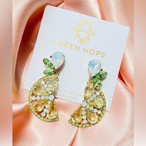 Loren Hope Yellow Crystal Fan Drop Earrings